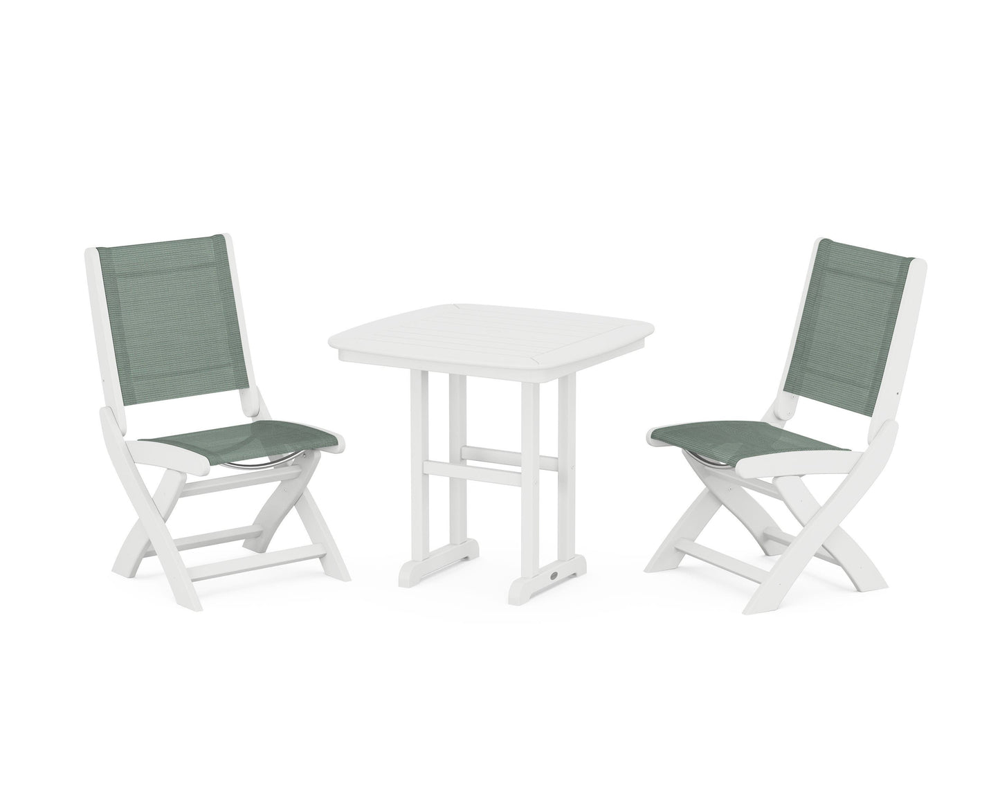 Coastal Folding Side Chair 3-Piece Dining Set