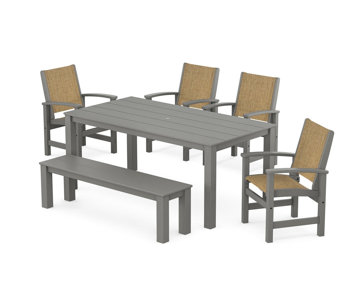 Coastal 6- Piece Parsons Dining Set with Bench