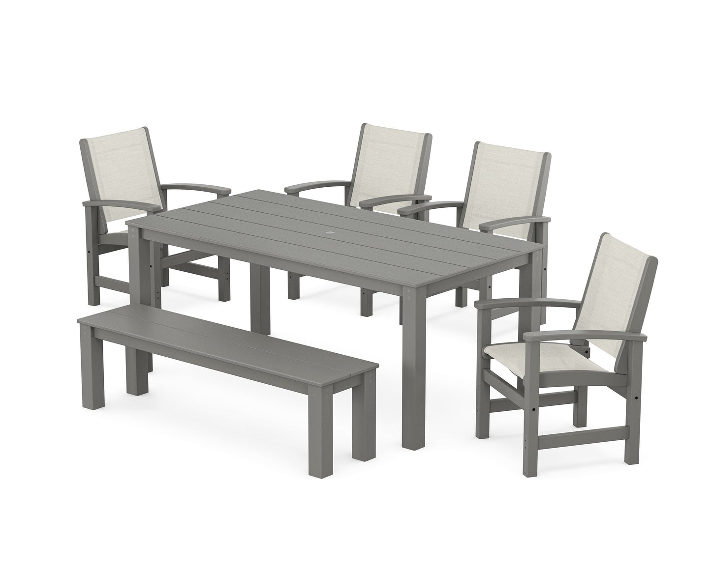 Coastal 6- Piece Parsons Dining Set with Bench