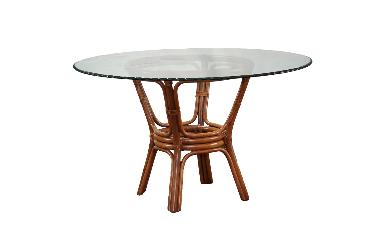 Rattan GlassTop Dining Table New England Patio