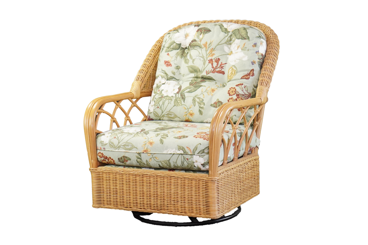 Indoor Classic Rattan Swivel Rocker New England Patio