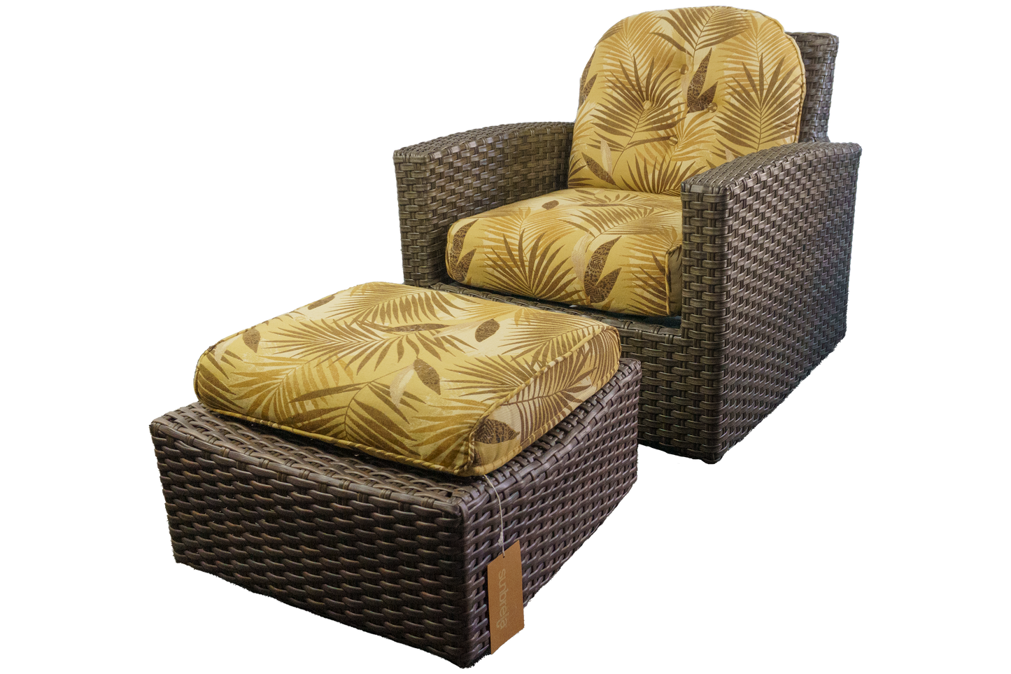 United wicker Chair with Ottoman and Sunbrella Cushions