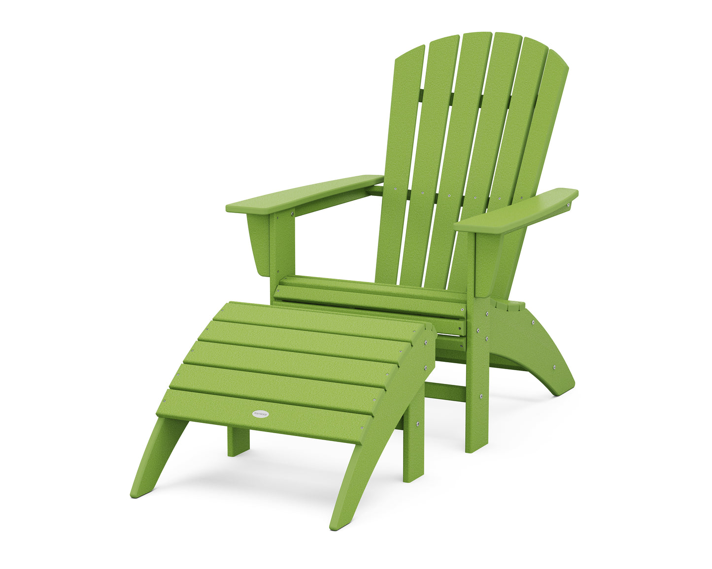 Nautical Curveback Adirondack Chair 2-Piece Set with Ottoman