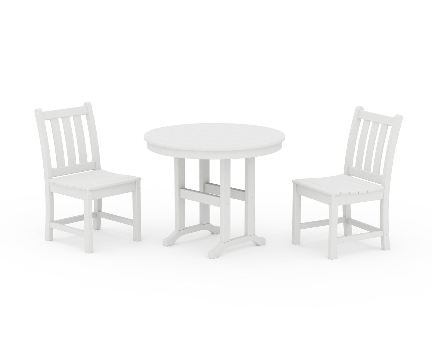 Traditional Garden Side Chair 3-Piece Round Dining Set
