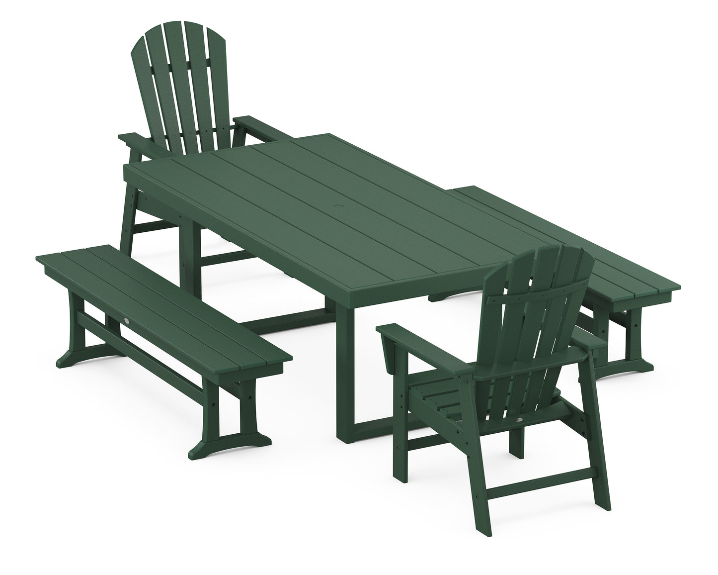 South Beach 5-Piece Dining Set with Benches