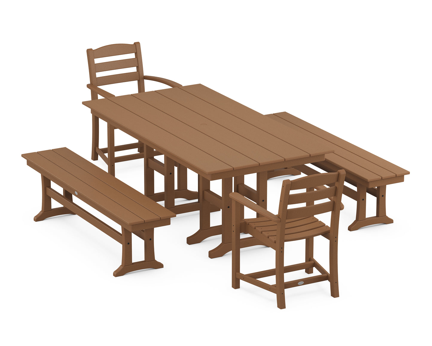 La Casa Cafe 5-Piece Farmhouse Dining Set with Benches