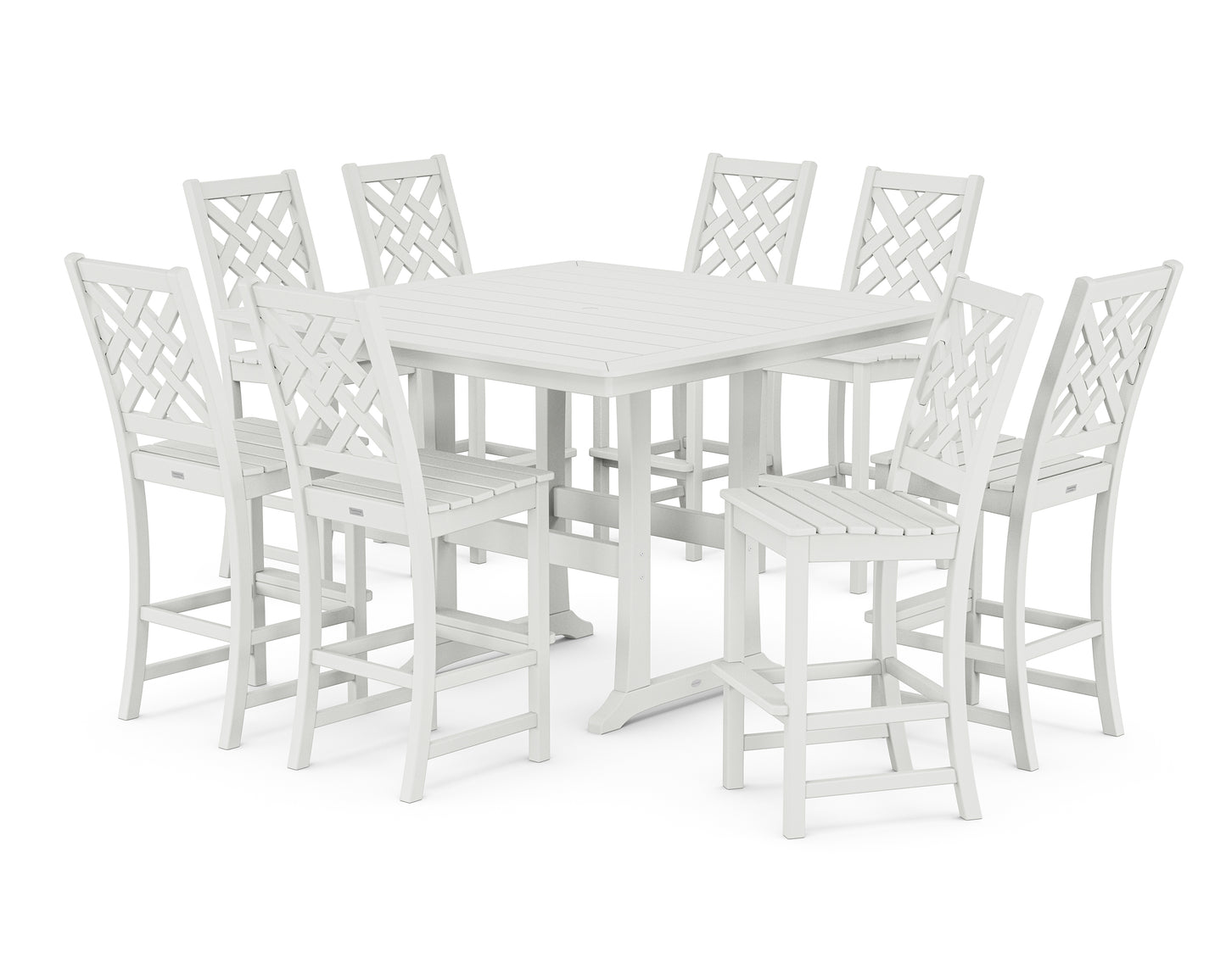 Wovendale Side Chair 9-Piece Square Bar Set with Trestle Legs