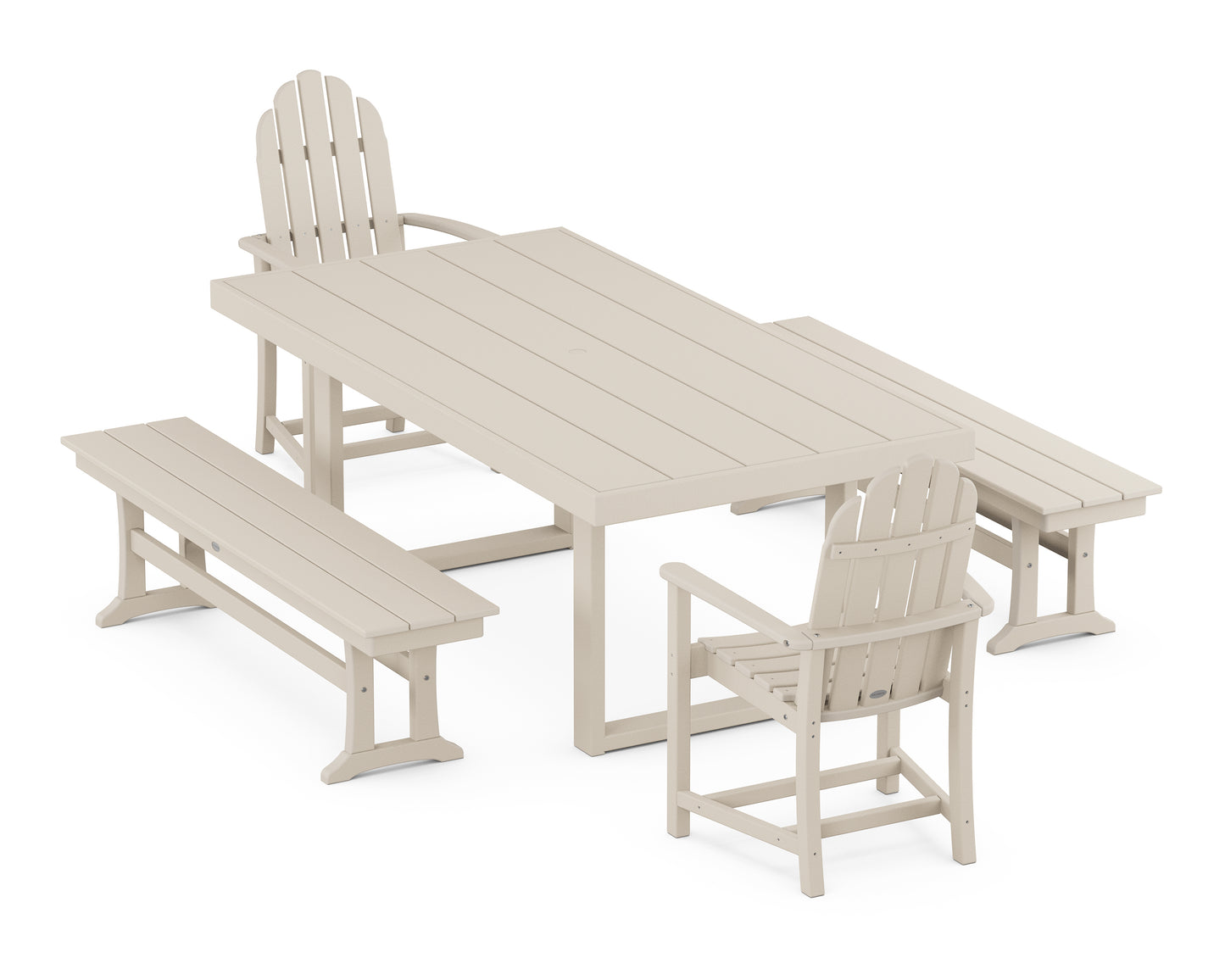Classic Adirondack 5-Piece Dining Set with Benches