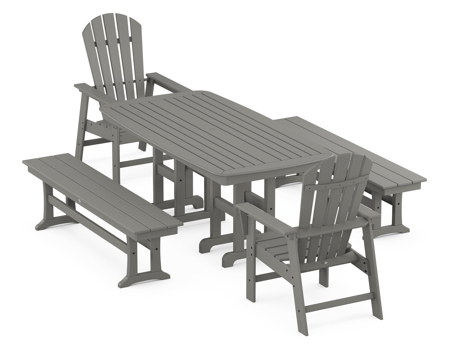 South Beach 5-Piece Dining Set with Benches