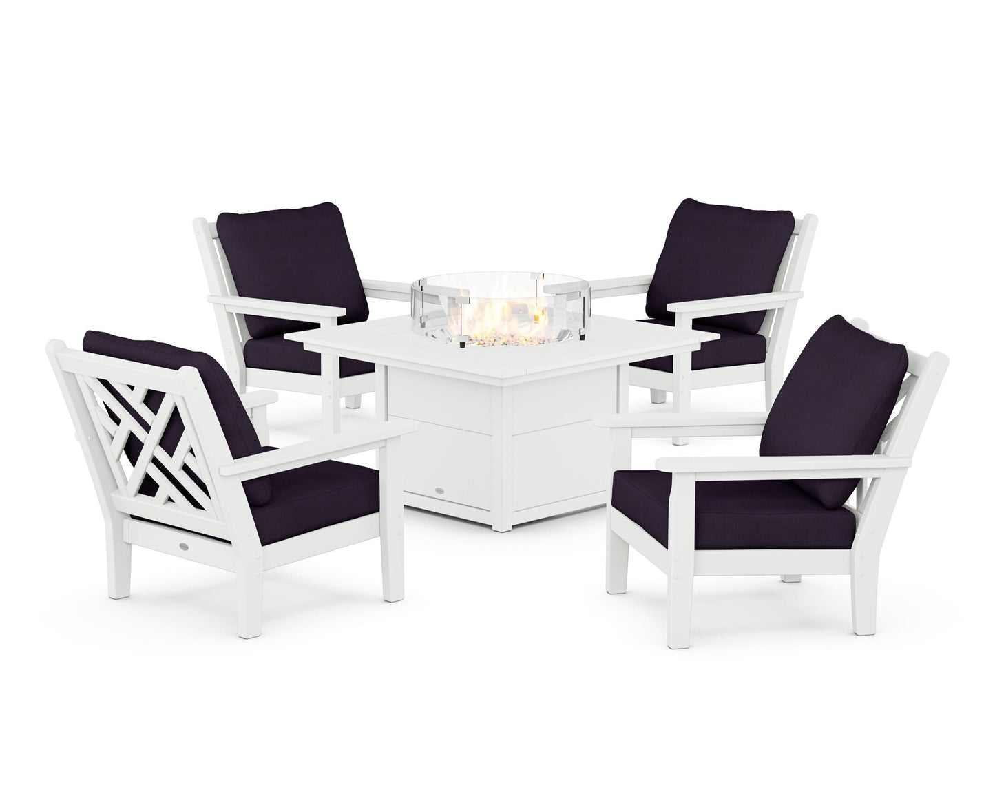 Chippendale 5-Piece Deep Seating Set with Fire Pit Table