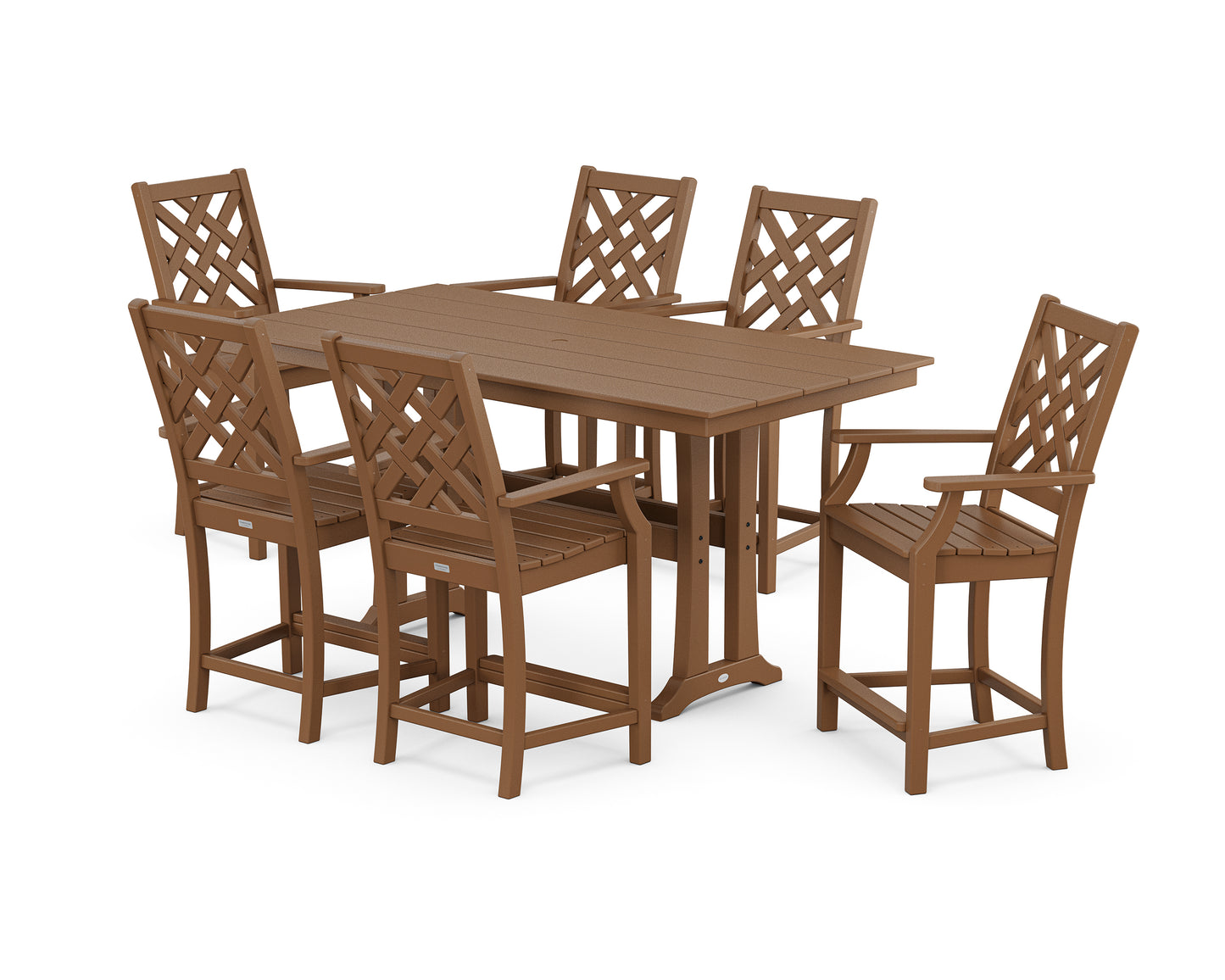 Wovendale Arm Chair 7-Piece Farmhouse Counter Set with Trestle Legs