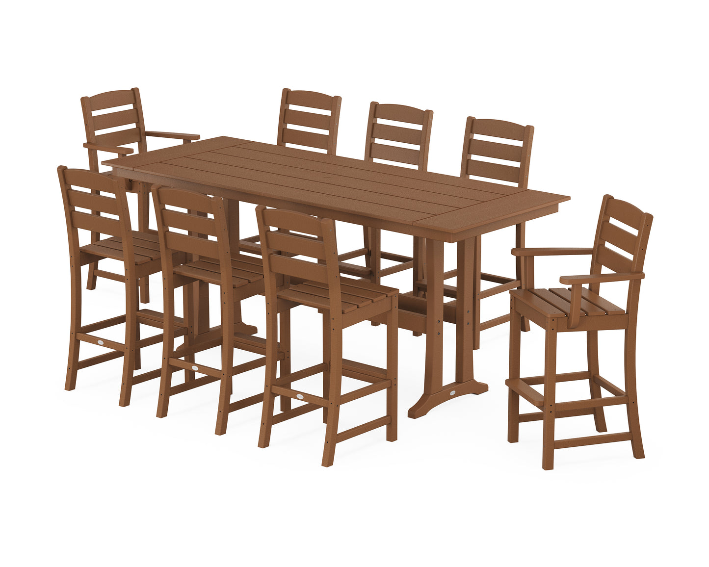 Lakeside 9-Piece Farmhouse Bar Set with Trestle Legs