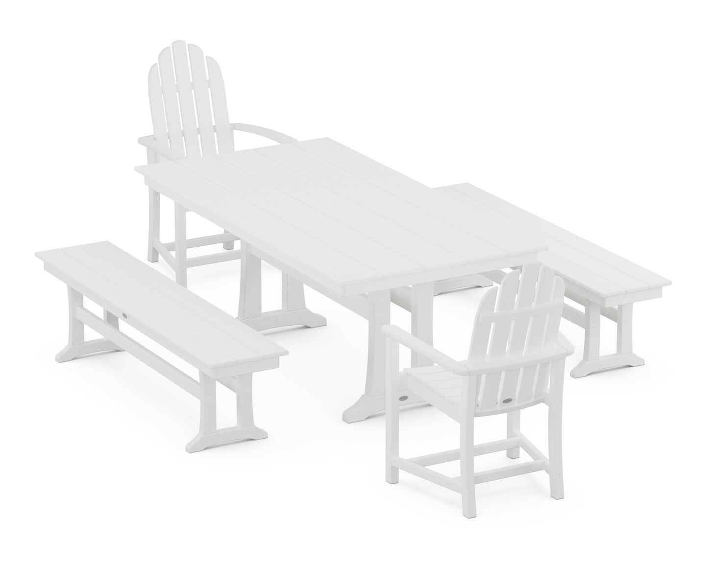 Classic Adirondack 5-Piece Farmhouse Dining Set With Trestle Legs