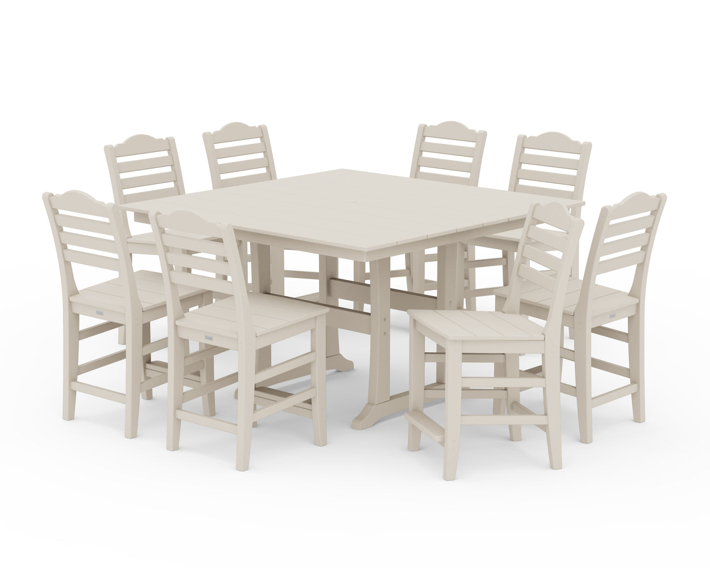 Savannah Side Chair 9-Piece Square Farmhouse Counter Set with Trestle Legs