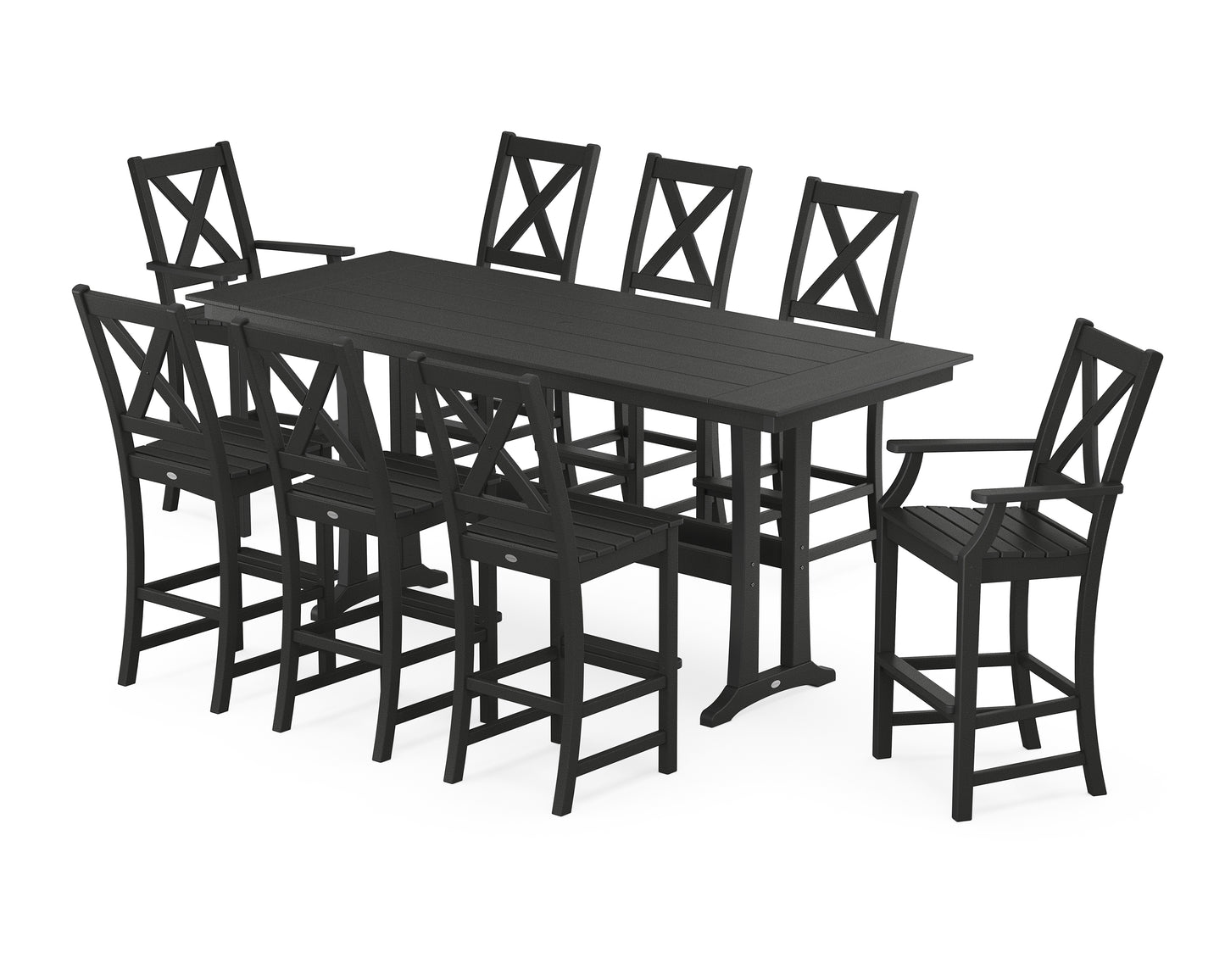 Braxton 9-Piece Farmhouse Bar Set with Trestle Legs