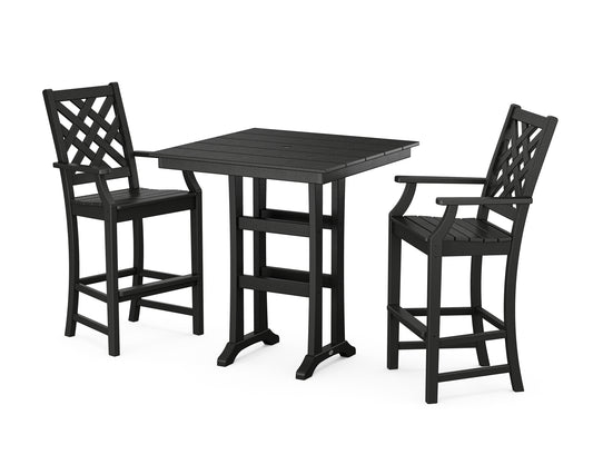 Wovendale 3-Piece Farmhouse Bar Set with Trestle Legs