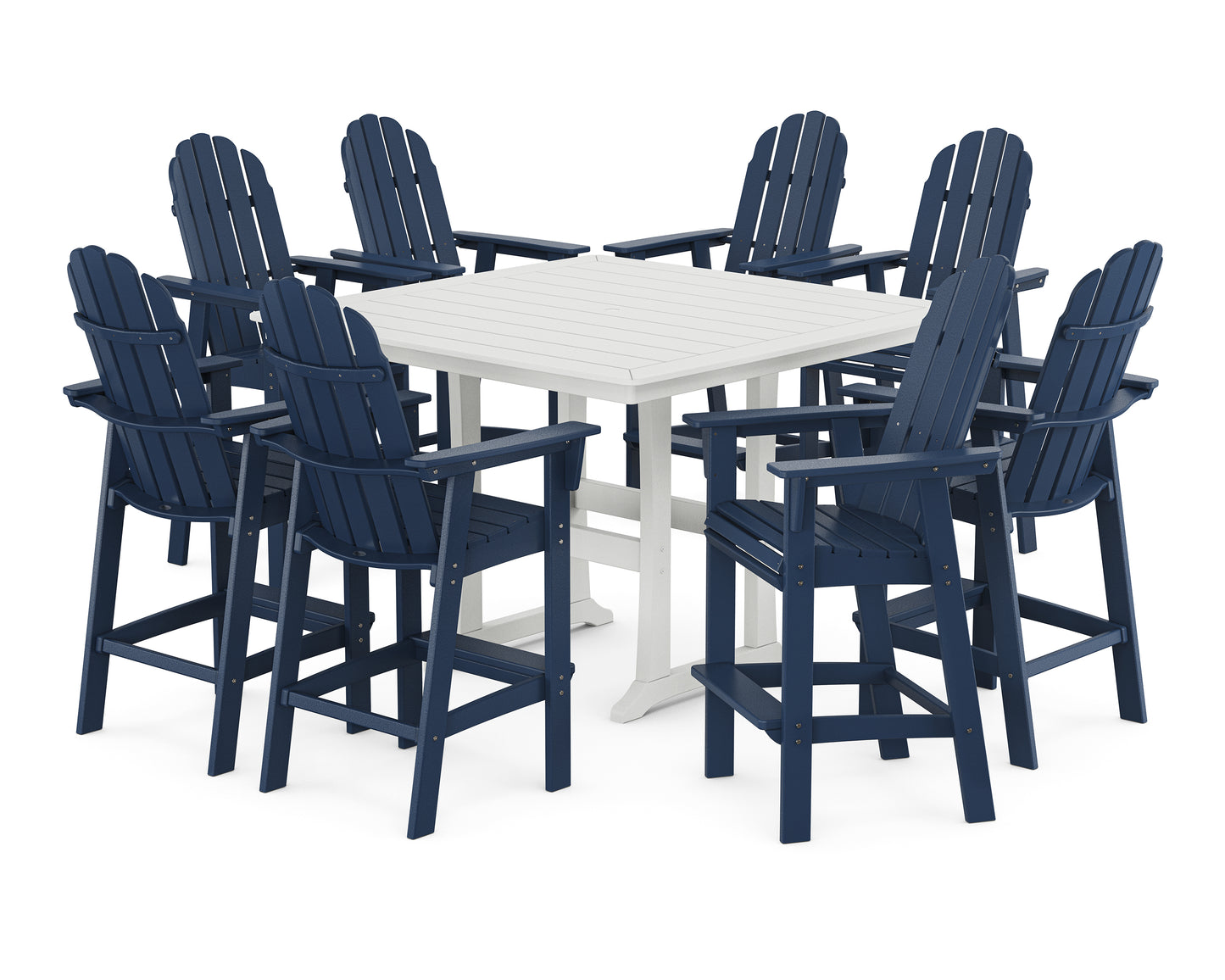 Vineyard Curveback Adirondack 9-Piece Trestle Bar Set