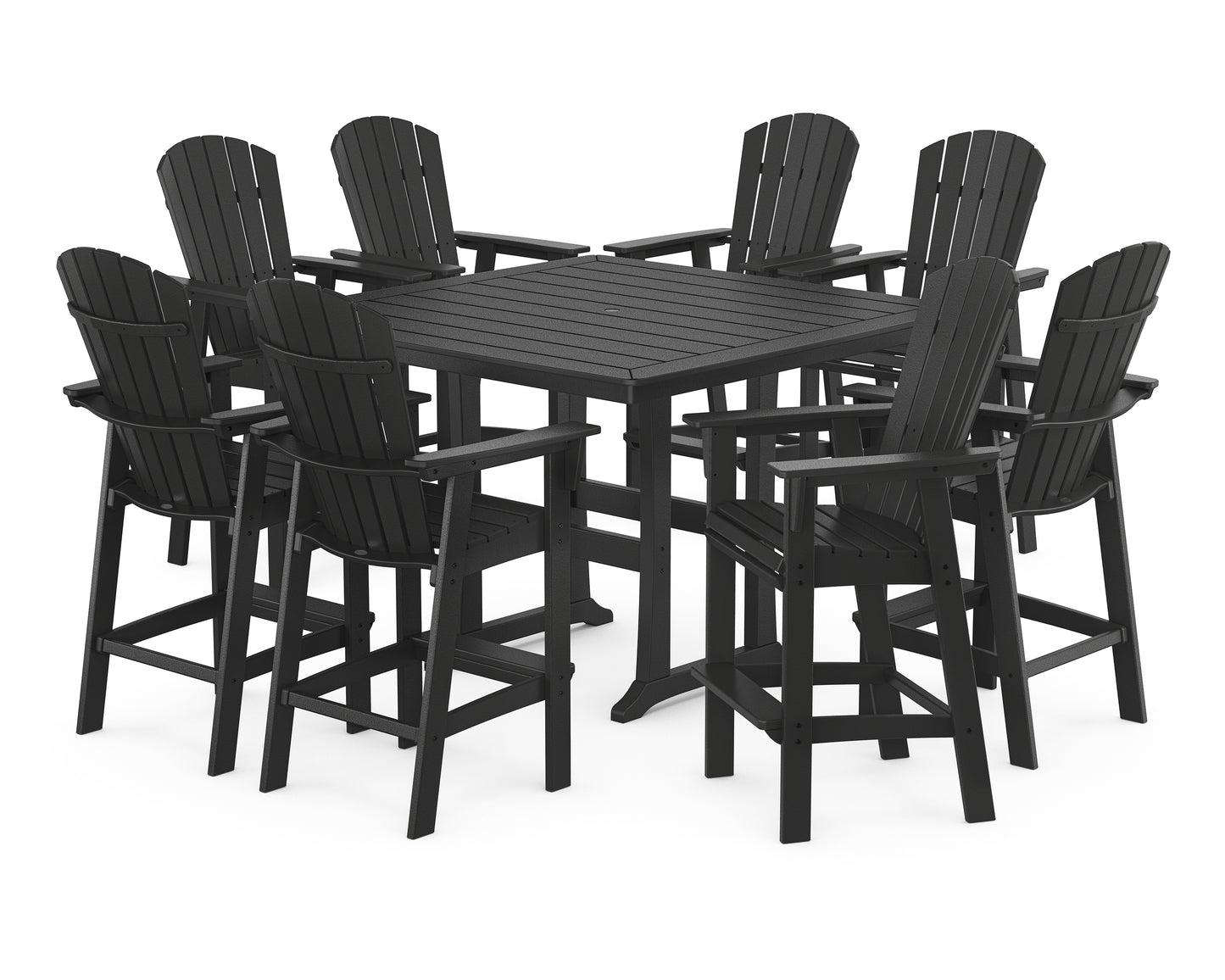 Nautical Curveback Adirondack 9-Piece Trestle Bar Set