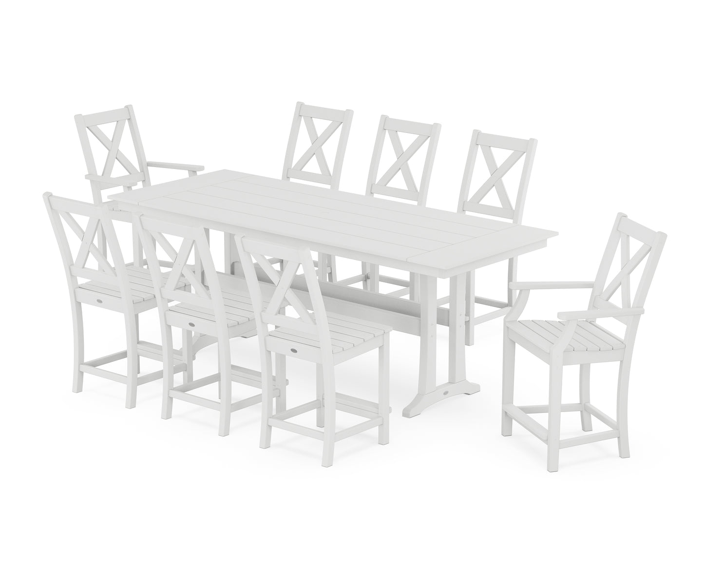 Braxton 9-Piece Farmhouse Counter Set with Trestle Legs
