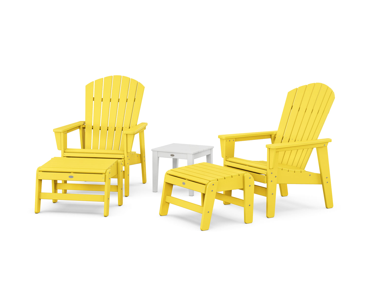 5-Piece Nautical Grand Upright Adirondack Set with Ottomans and Side Table