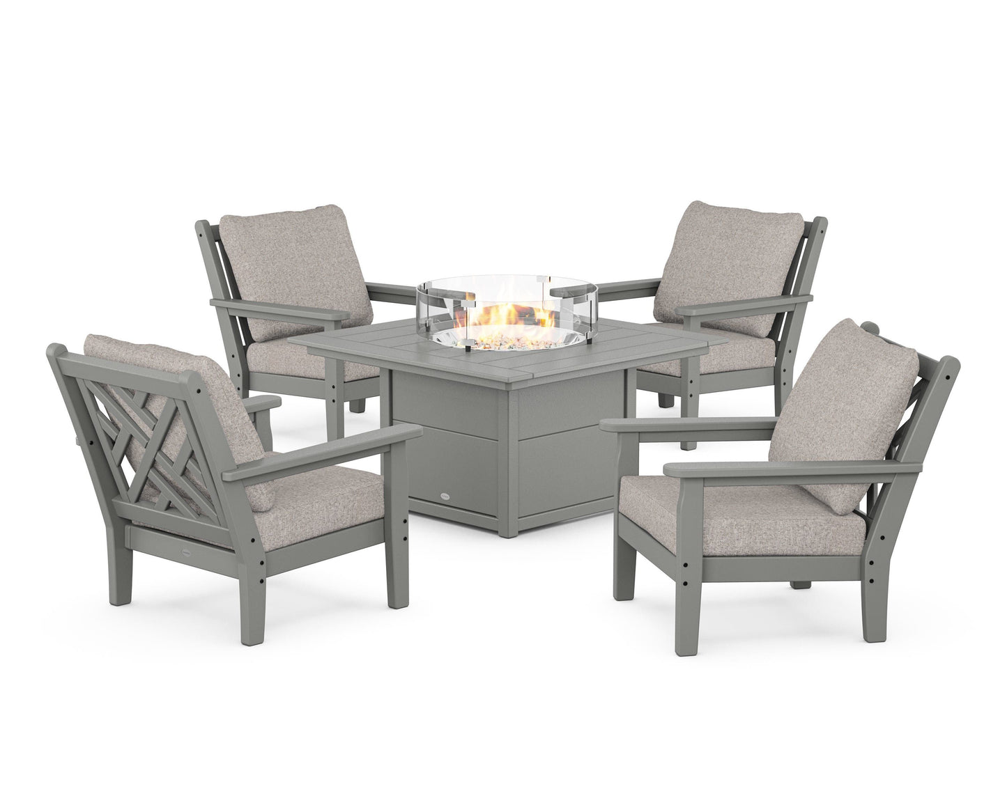 Chippendale 5-Piece Deep Seating Set with Fire Pit Table