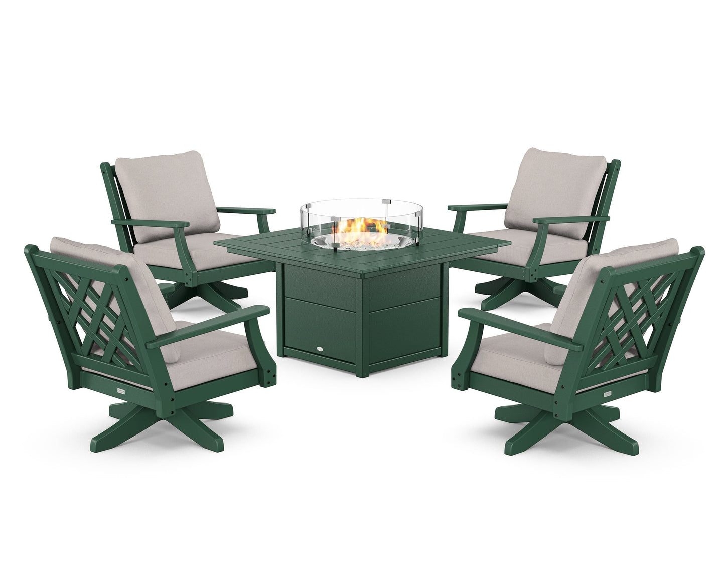 Wovendale 5-Piece Deep Seating Swivel Conversation Set with Fire Pit Table