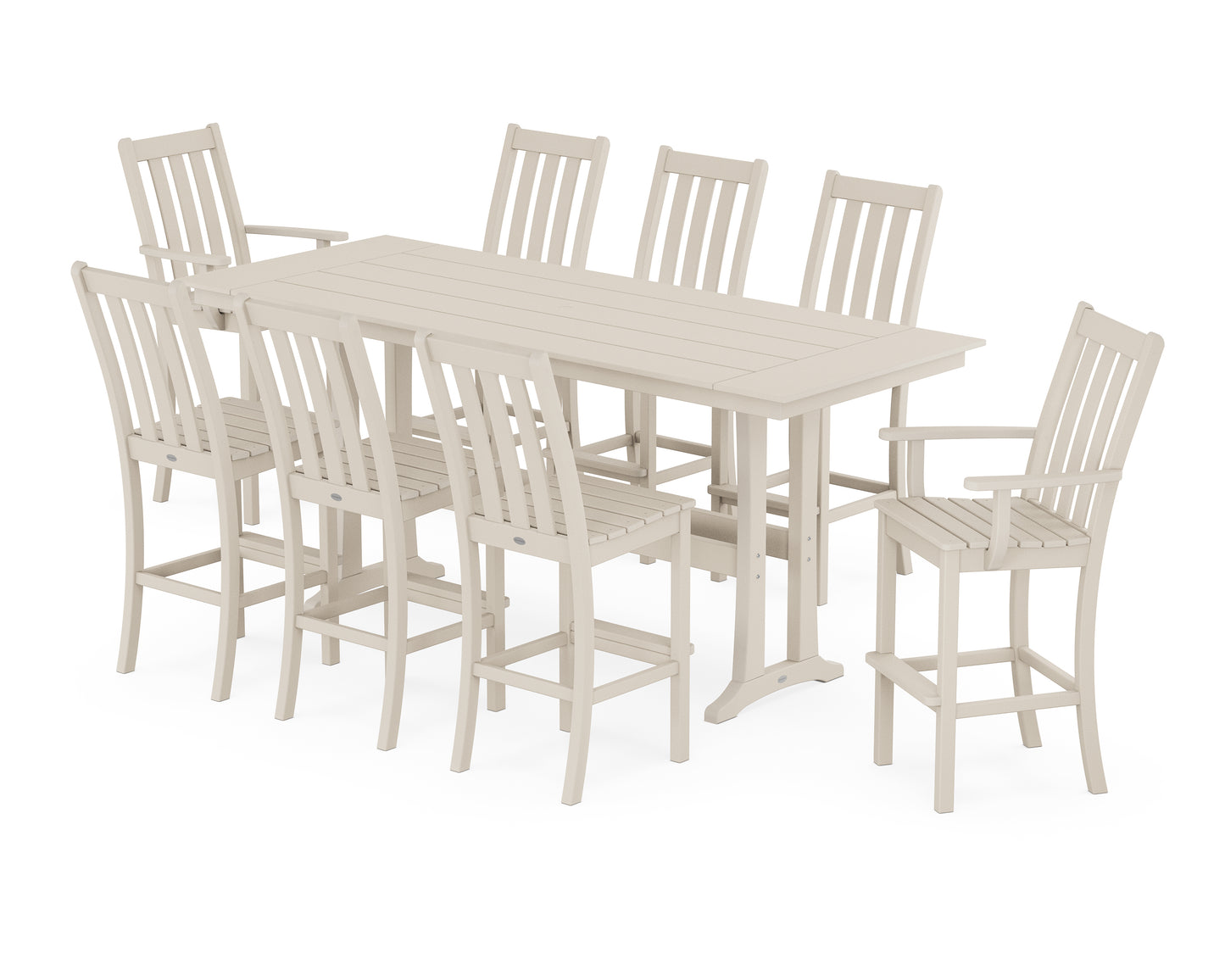 Vineyard 9-Piece Farmhouse Bar Set with Trestle Legs