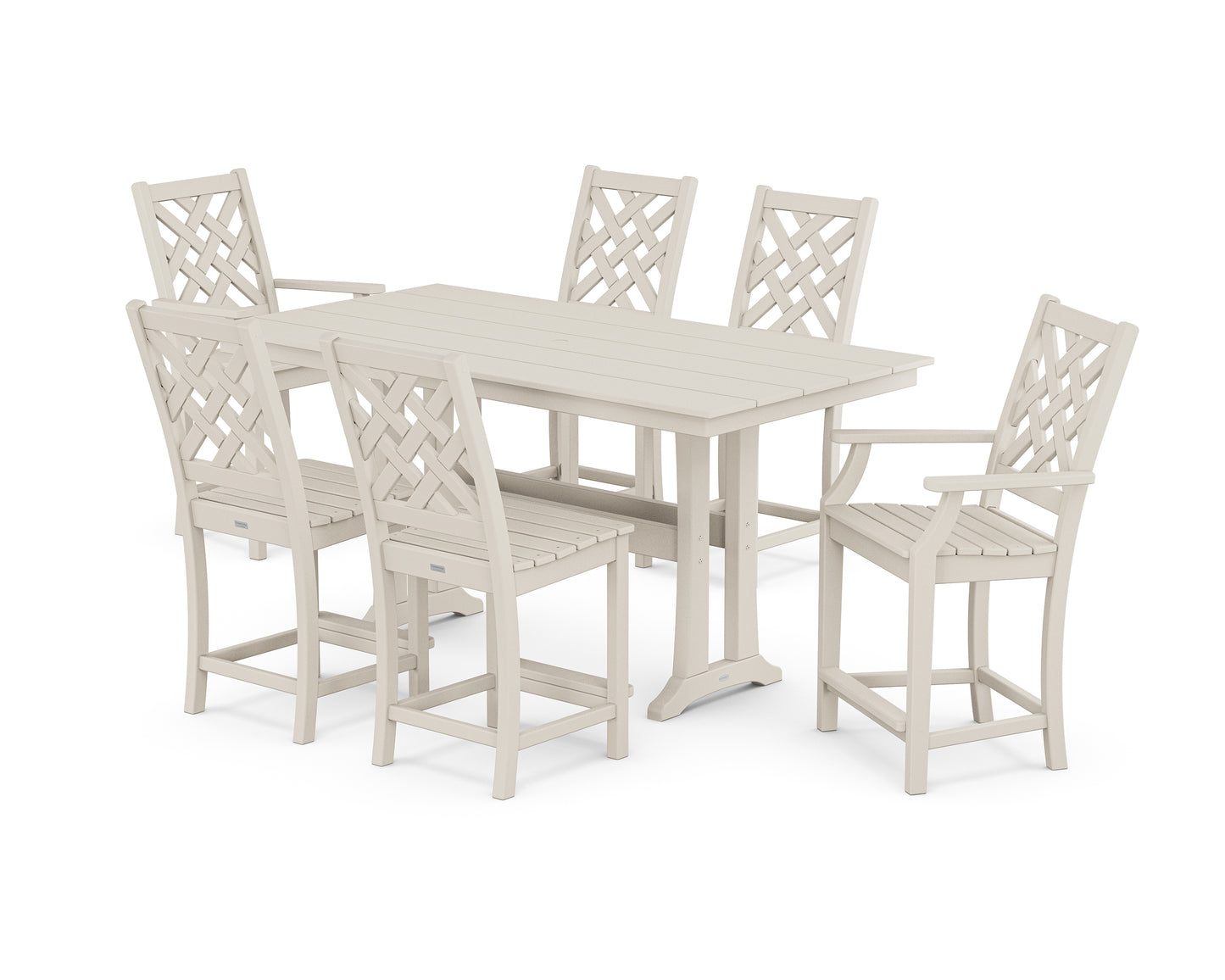 Wovendale 7-Piece Farmhouse Counter Set with Trestle Legs