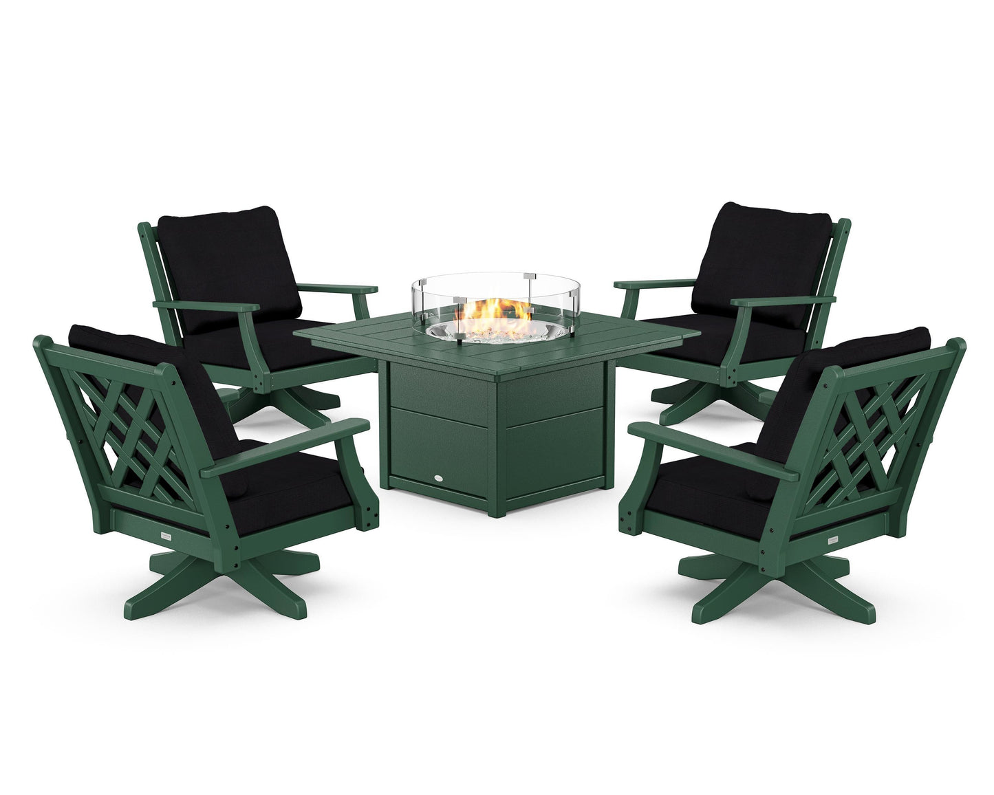 Wovendale 5-Piece Deep Seating Swivel Conversation Set with Fire Pit Table