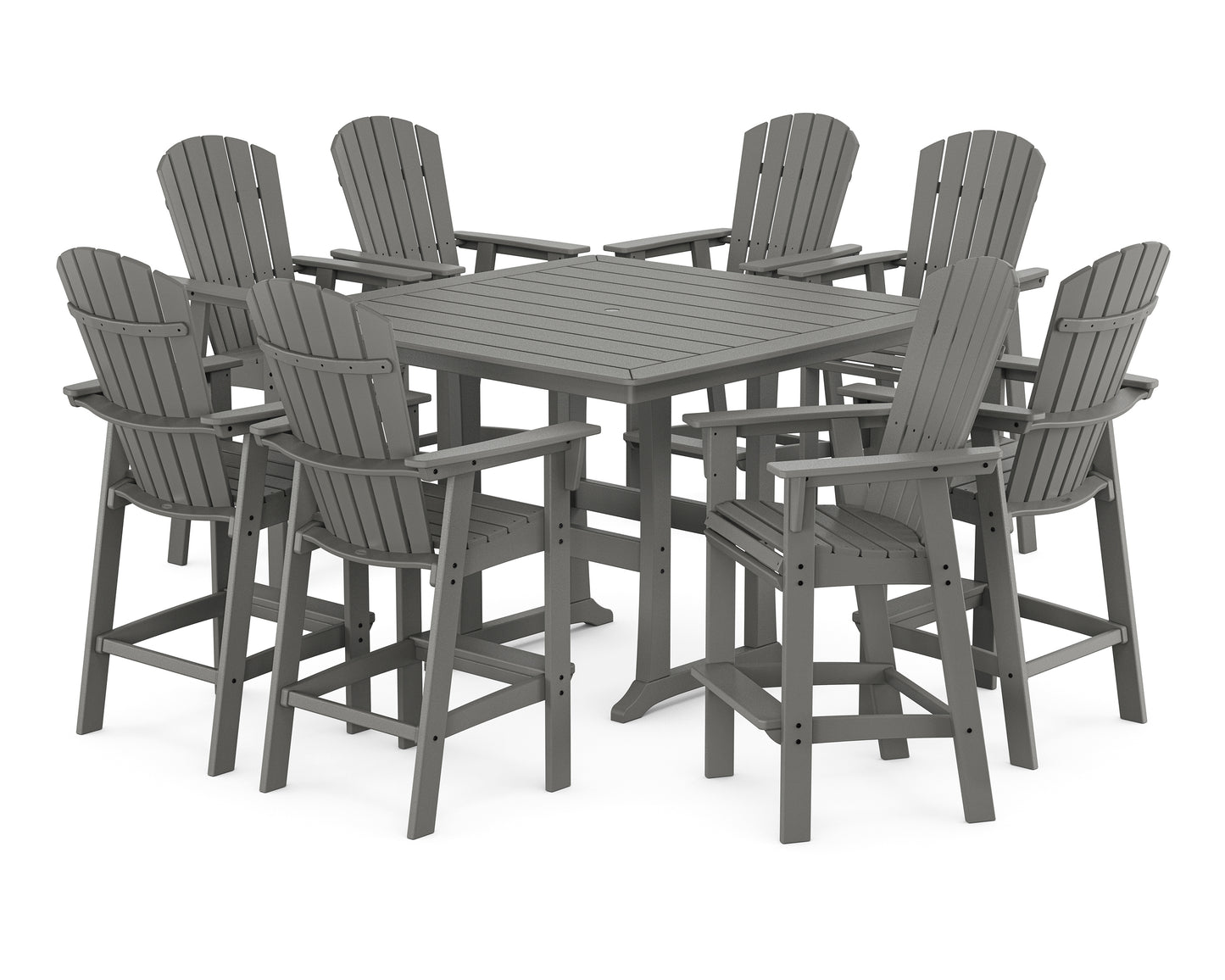 Nautical Curveback Adirondack 9-Piece Trestle Bar Set