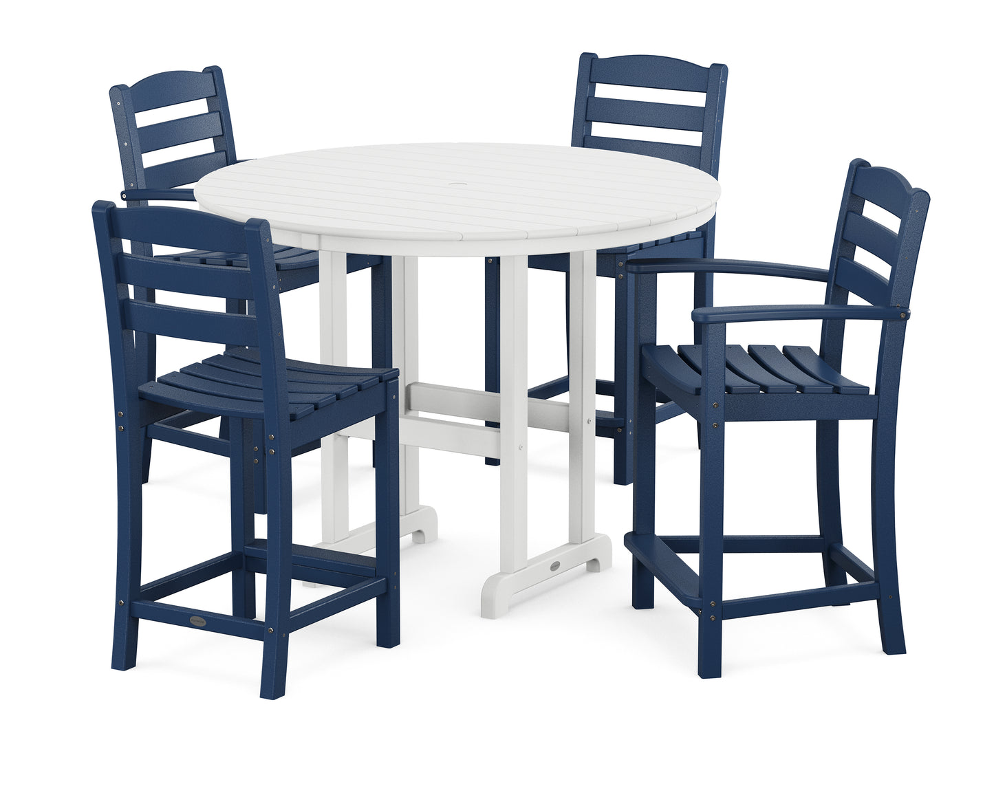 La Casa Caf‚ 5-Piece Round Farmhouse Counter Dining Set