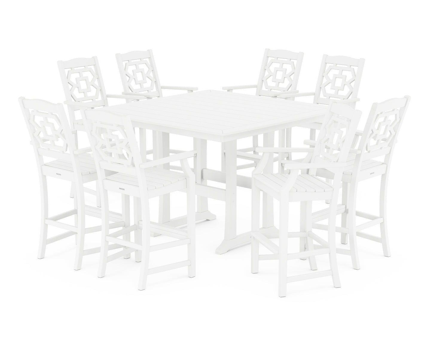 Chinoiserie 9-Piece Square Bar Set with Trestle Legs