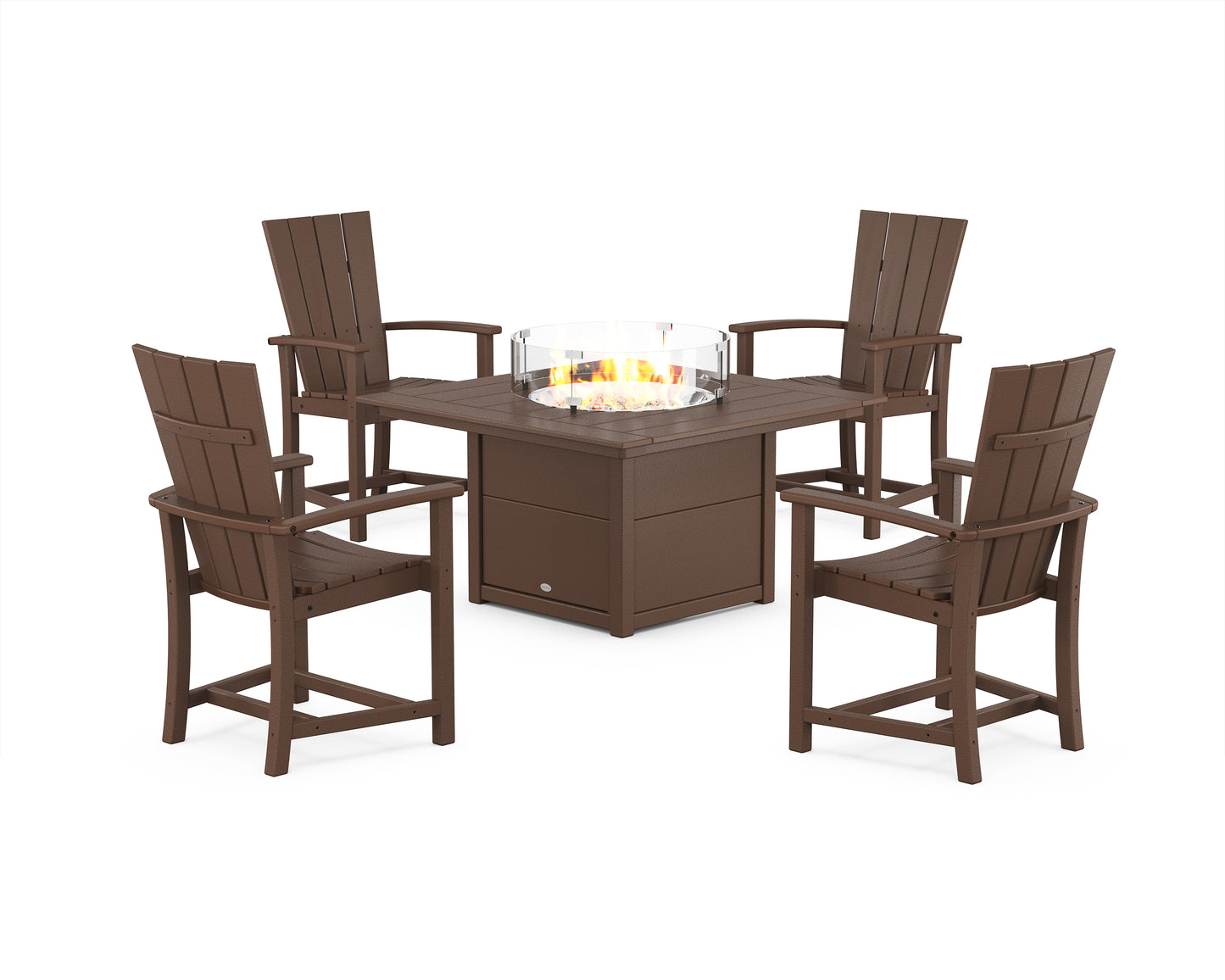 Quattro 4-Piece Upright Adirondack Conversation Set with Fire Pit Table