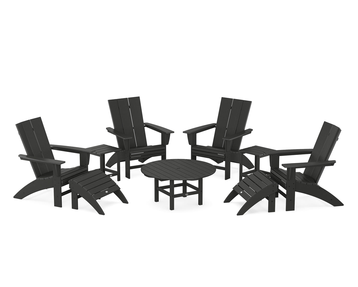 Modern Curveback Adirondack Chair 9-Piece Conversation Set