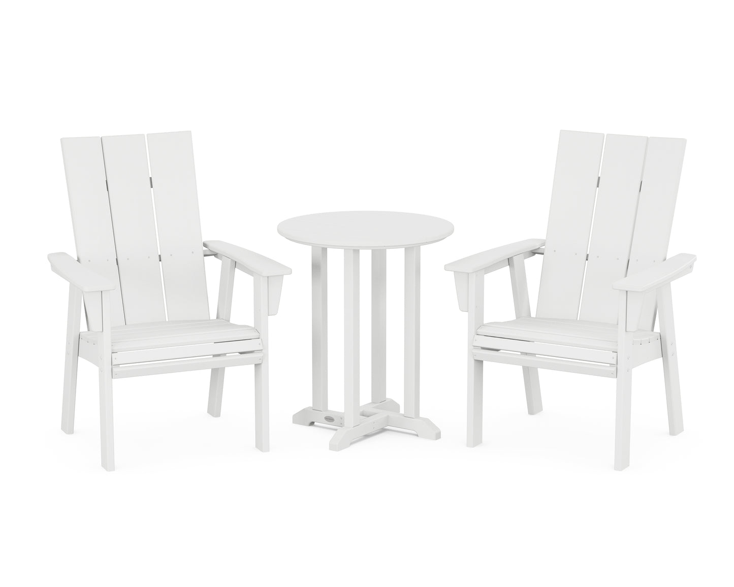 Modern Curveback Adirondack 3-Piece Round Bistro Dining Set