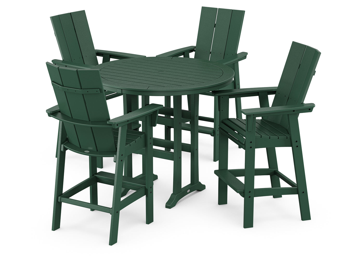 Modern Curveback Adirondack 5-Piece Nautical Trestle Bar Set