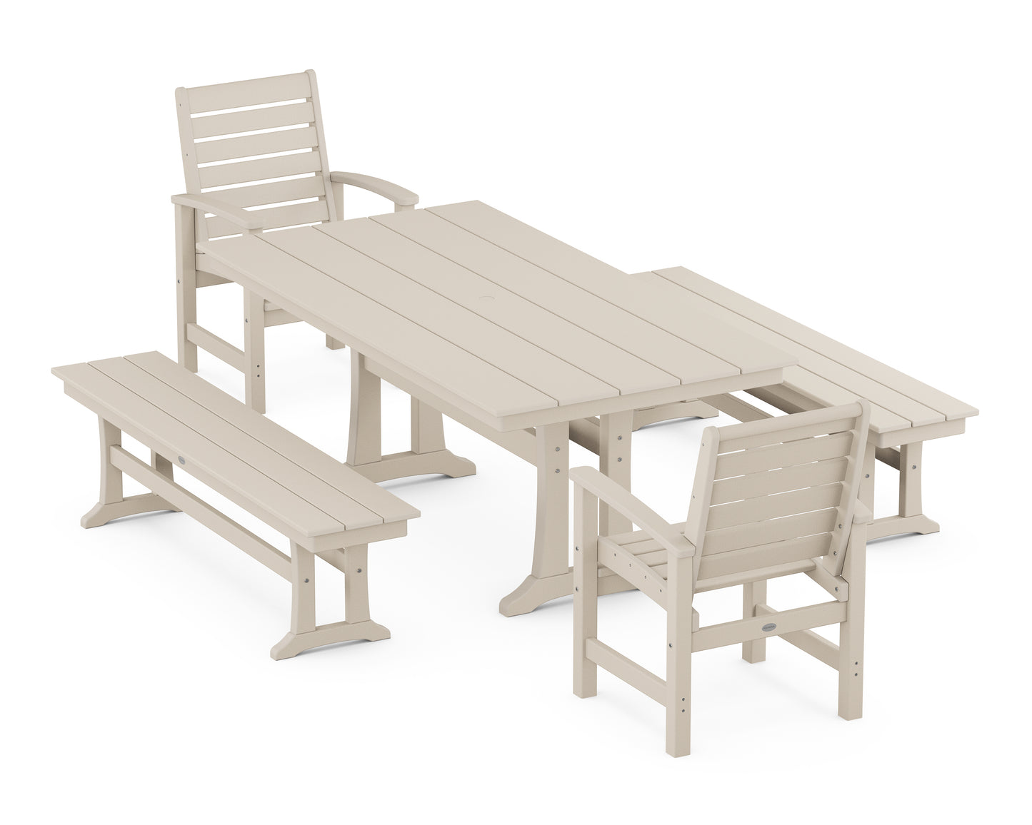Signature 5-Piece Farmhouse Dining Set With Trestle Legs