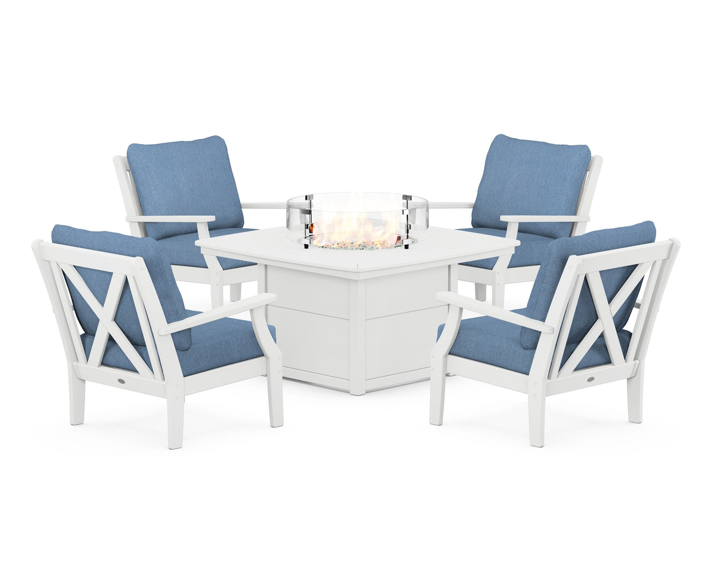 Braxton 5-Piece Deep Seating Conversation Set with Fire Pit Table