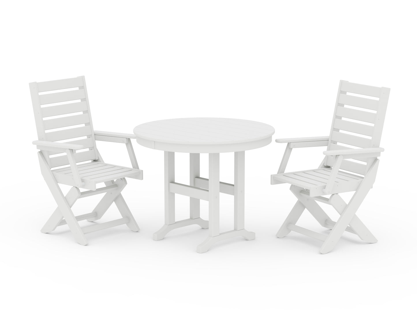 Captain Folding Chair 3-Piece Round Dining Set