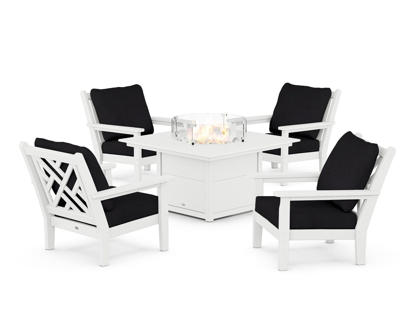 Chippendale 5-Piece Deep Seating Set with Fire Pit Table