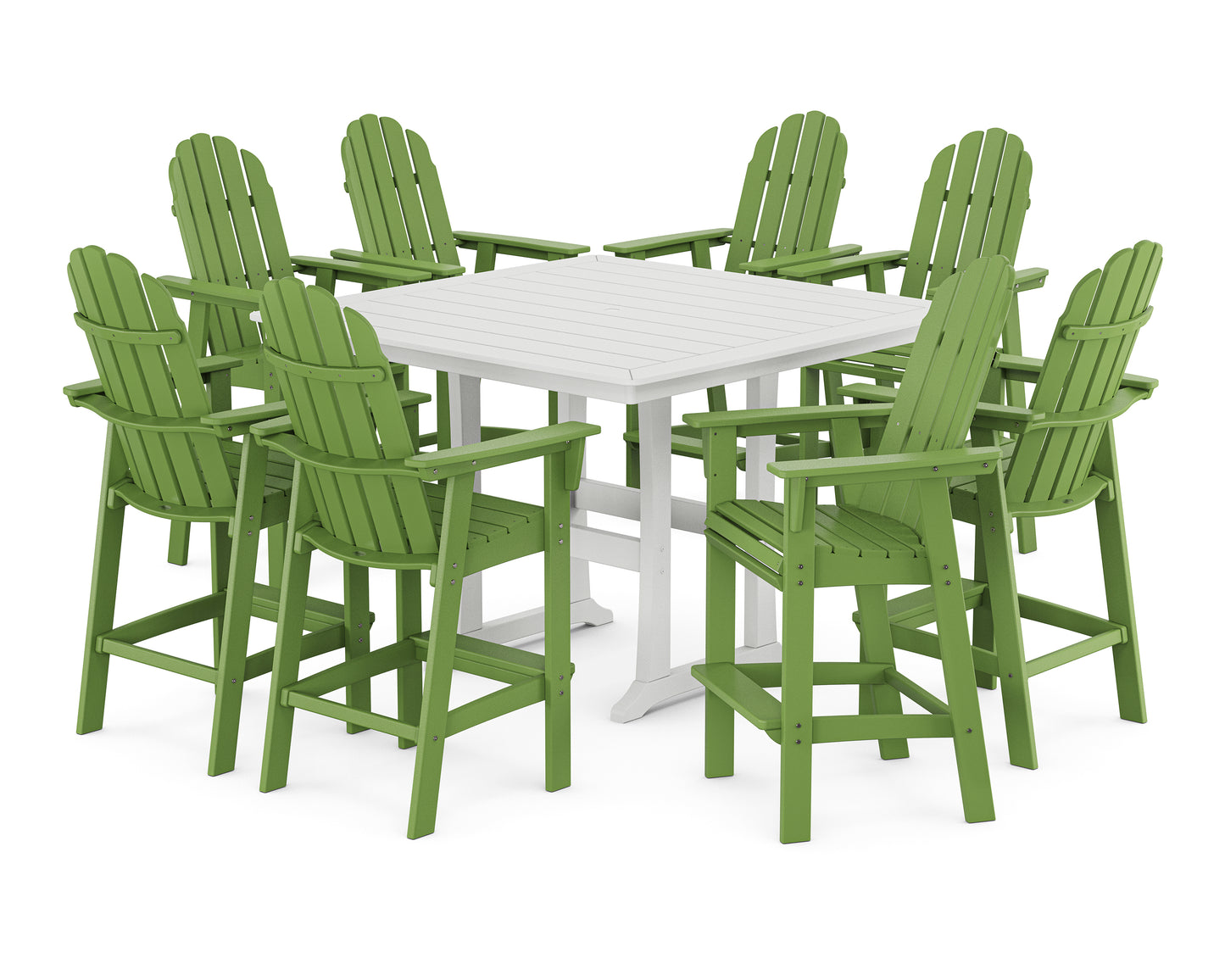 Vineyard Curveback Adirondack 9-Piece Trestle Bar Set