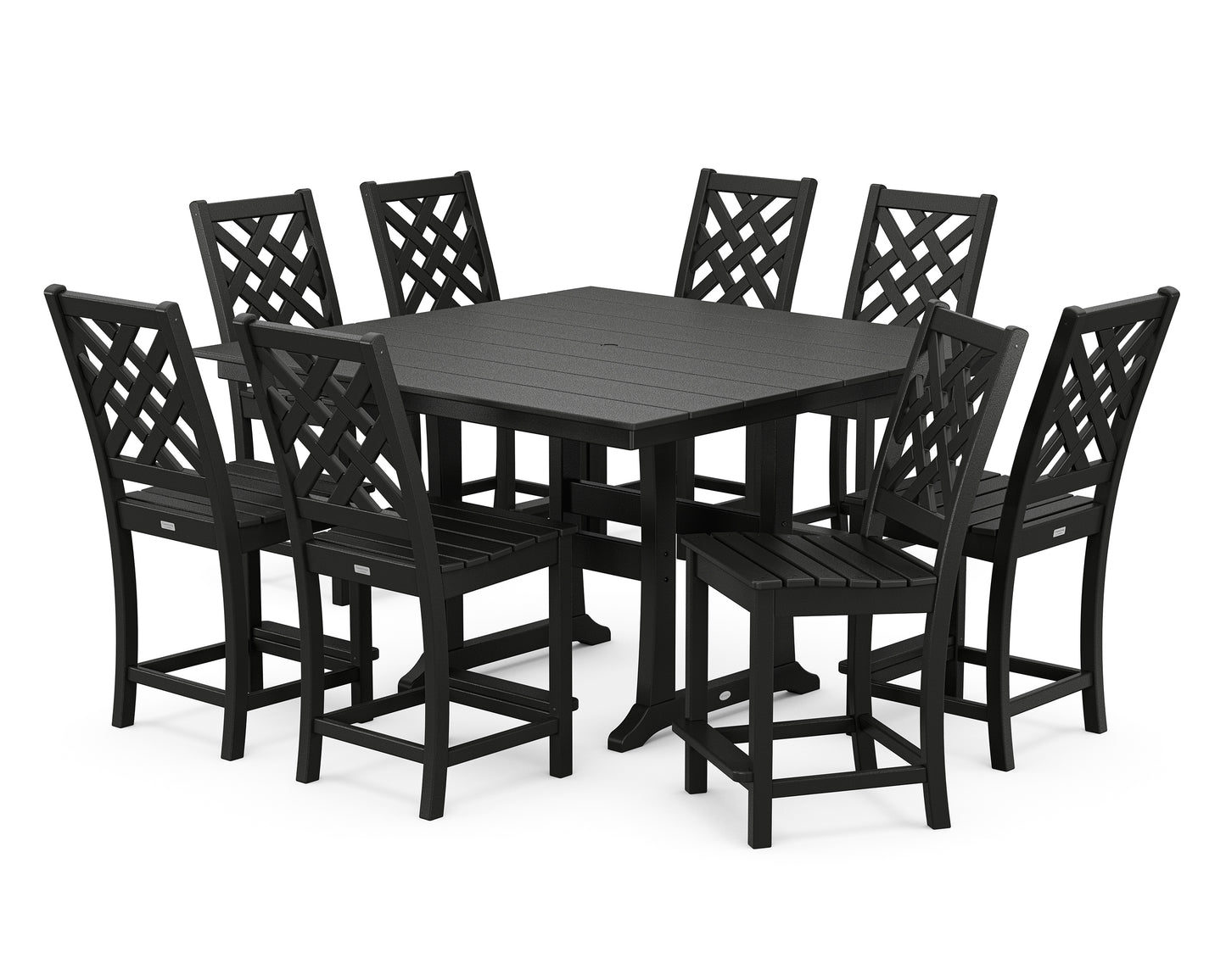 Wovendale Side Chair 9-Piece Square Farmhouse Counter Set with Trestle Legs
