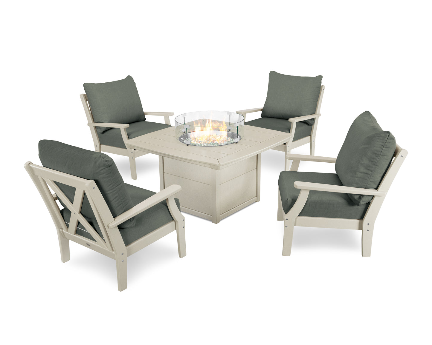 Braxton 5-Piece Deep Seating Conversation Set with Fire Pit Table