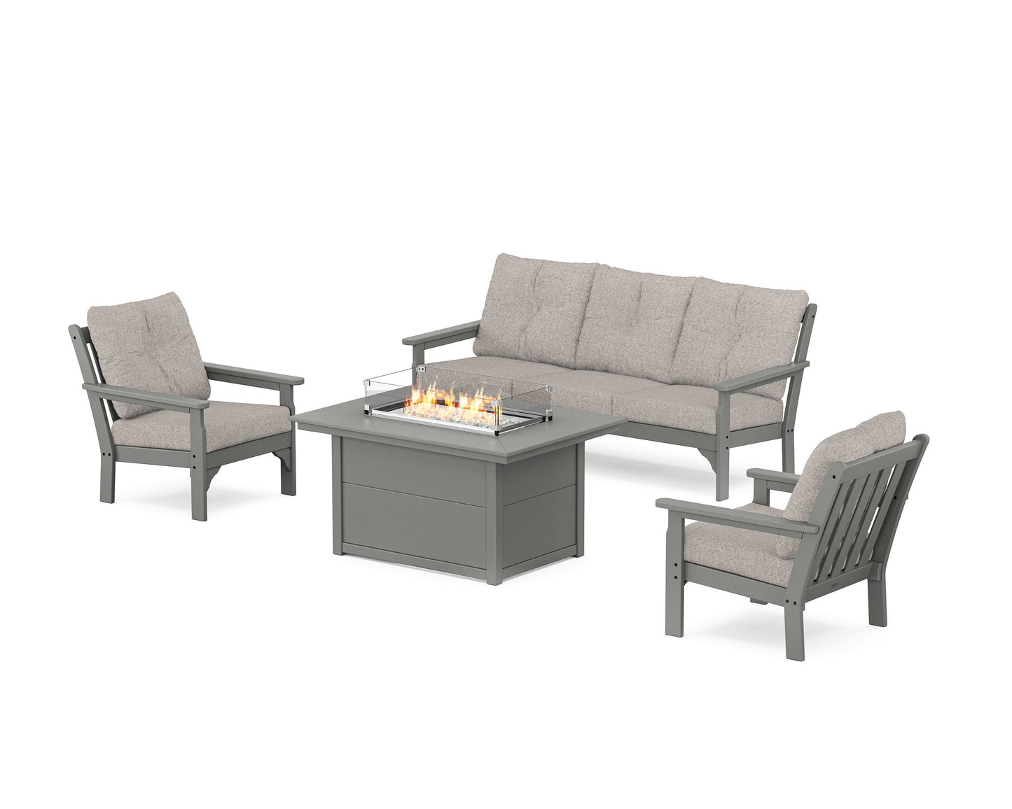 Vineyard Deep Seating Fire Pit Table Set
