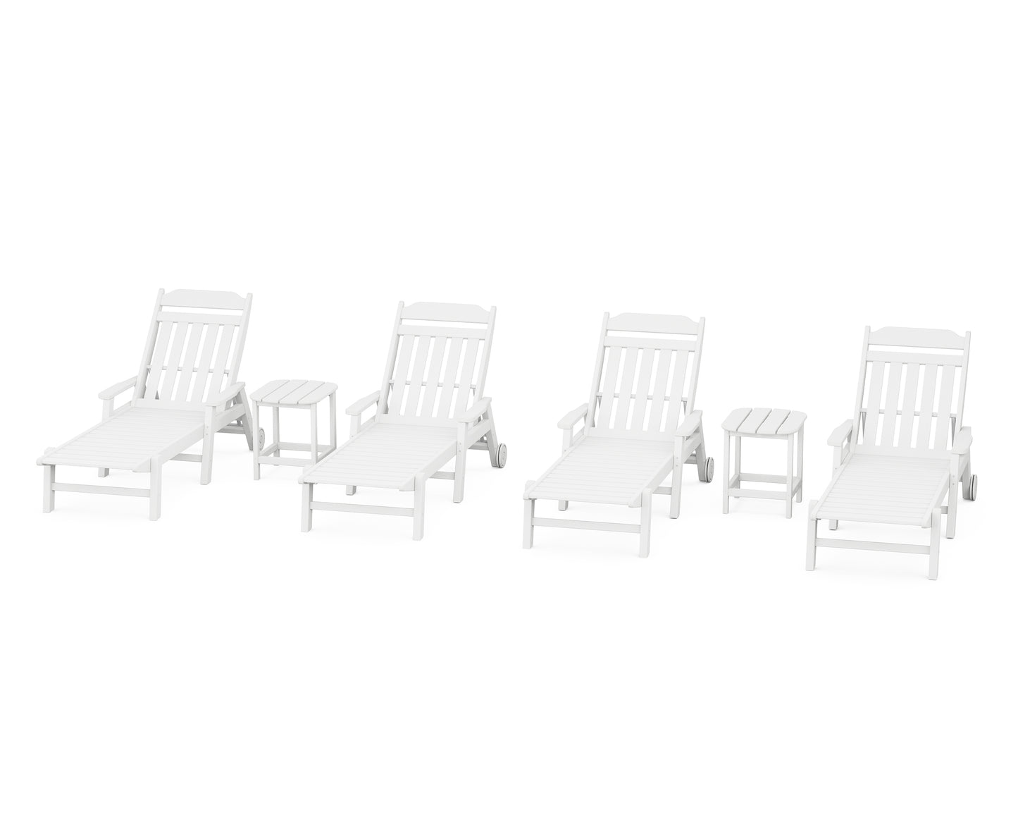 Cottage 6-Piece Chaise Set with Arms and Wheels