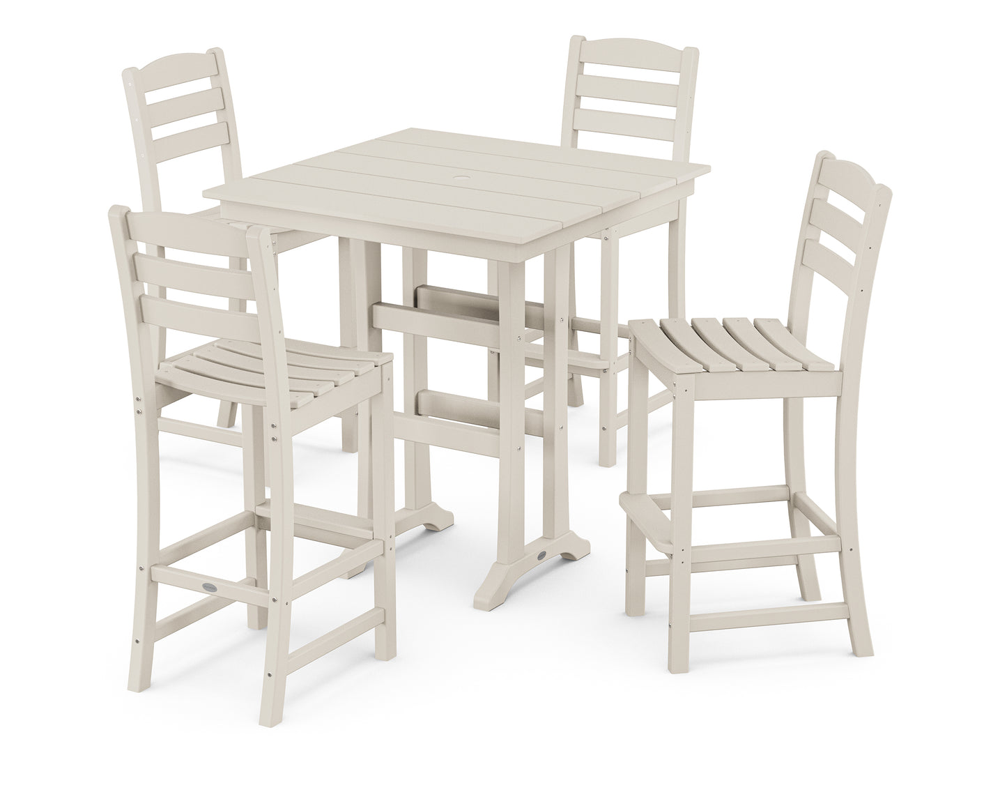 La Casa Café 5-Piece Farmhouse Trestle Bar Set