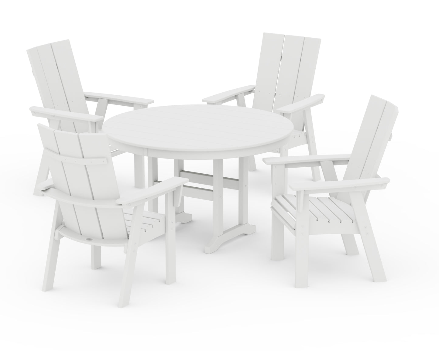 Modern Curveback Adirondack 5-Piece Round Farmhouse Dining Set