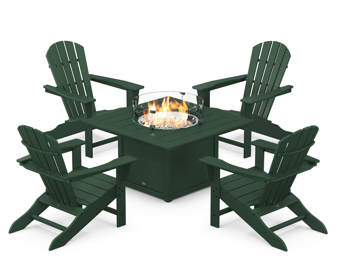 Palm Coast 5-Piece Adirondack Chair Conversation Set with Fire Pit Table