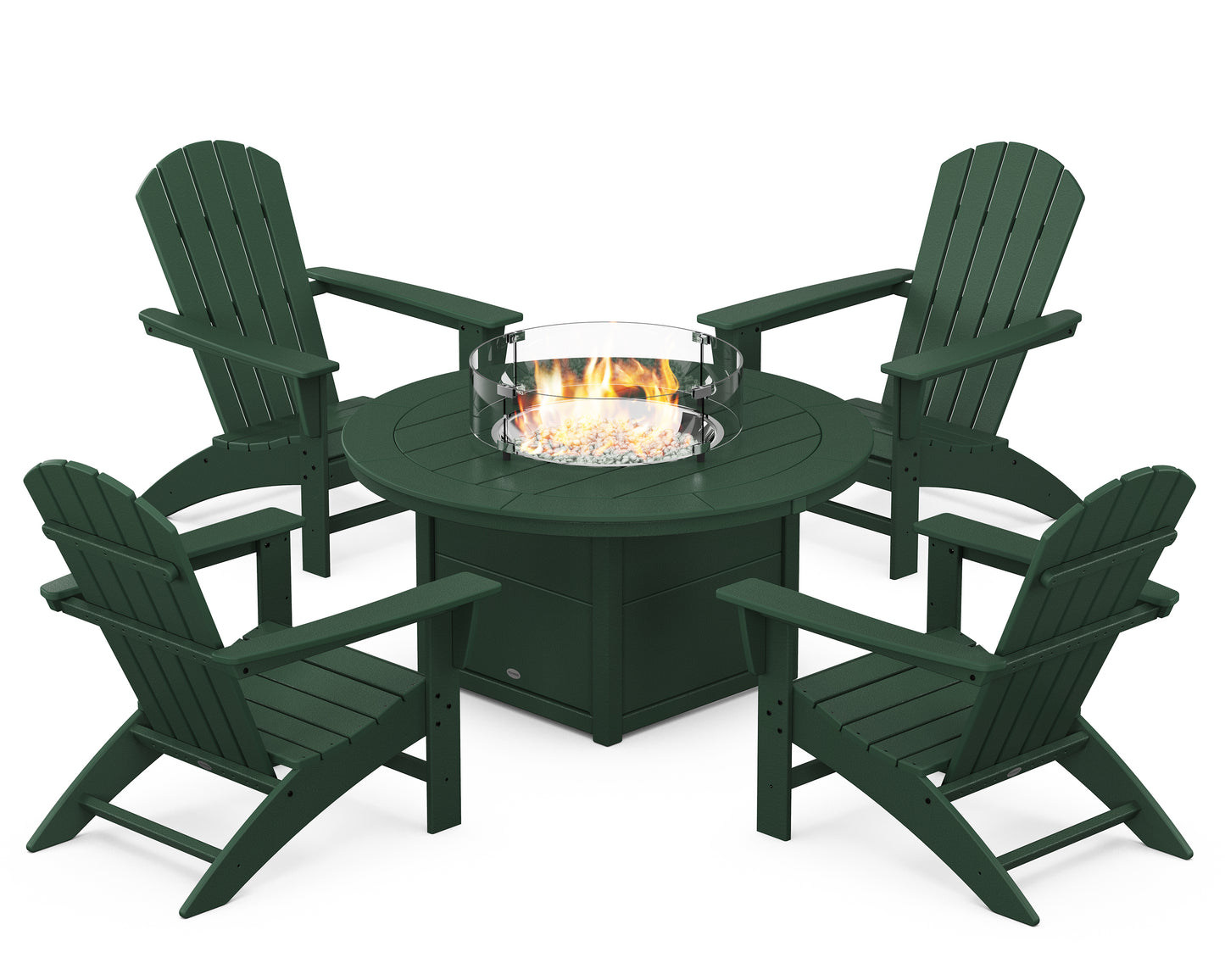 Nautical 5-Piece Adirondack Chair Conversation Set with Fire Pit Table
