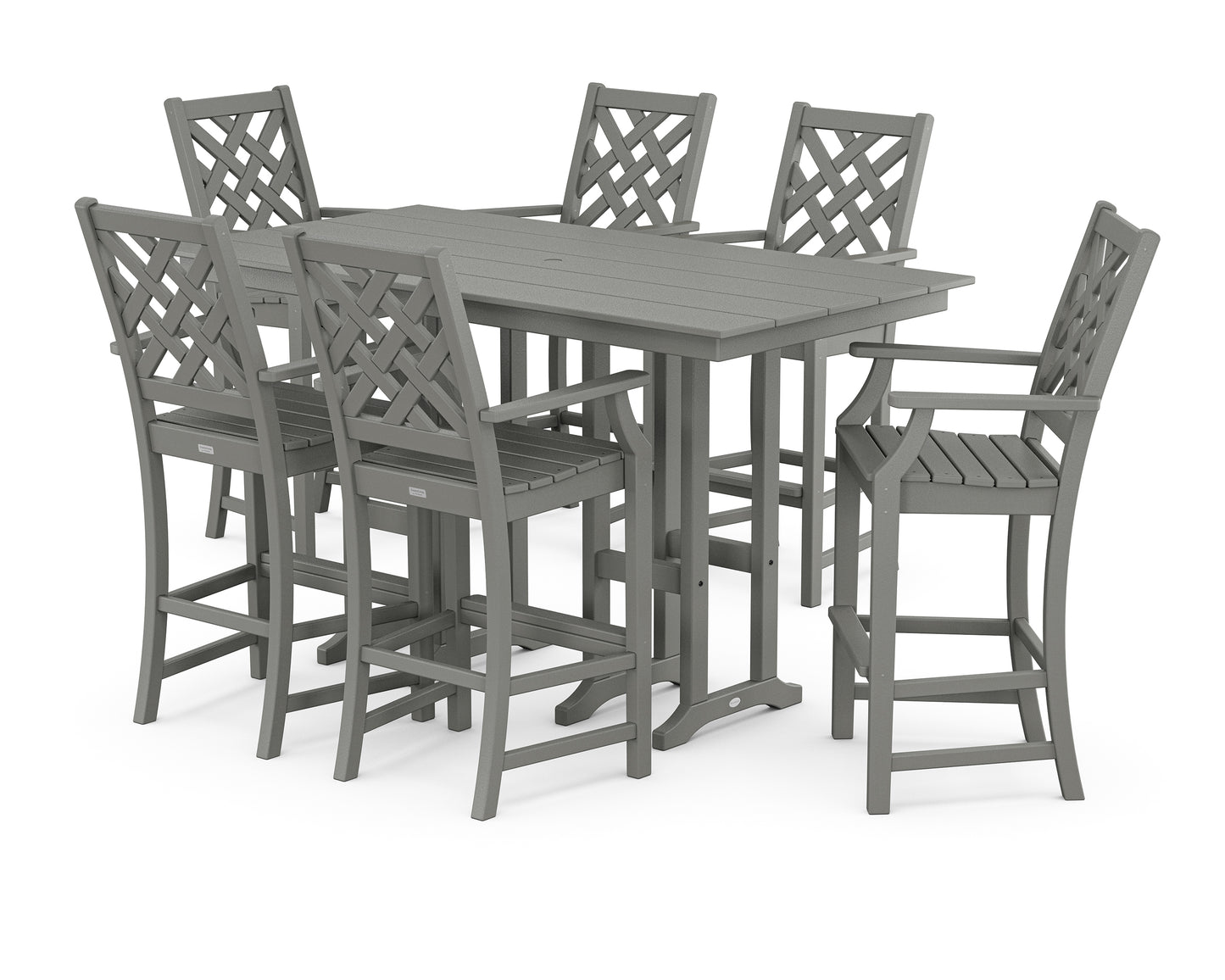 Wovendale Arm Chair 7-Piece Farmhouse Bar Set